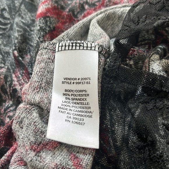 Northern reflections, Floral long sleeve stretchy lace top, XXL​​​ - Picture 6 of 6
